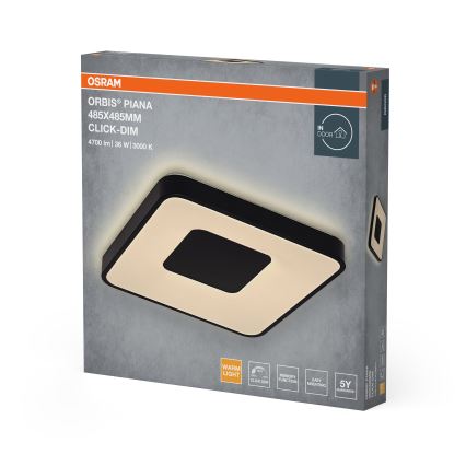 Osram - Luminária de teto LED regulável ORBIS PIANA LED/36W/230V 48,5x48,5 cm preta