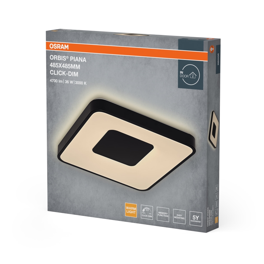 Osram - Luminária de teto LED regulável ORBIS PIANA LED/36W/230V 48,5x48,5 cm preta