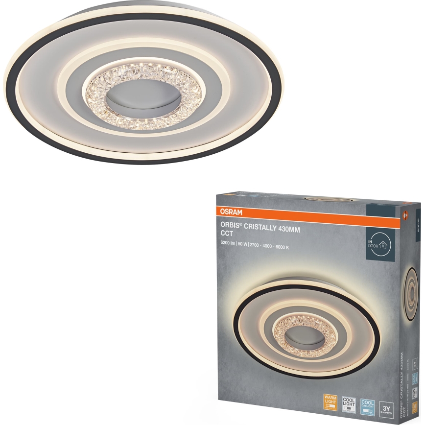 Osram - Candeeiro de tecto LED ORBIS CRISTALLY LED/50W/230V 2700/4000/6000K Ø 43 cm branco/preto