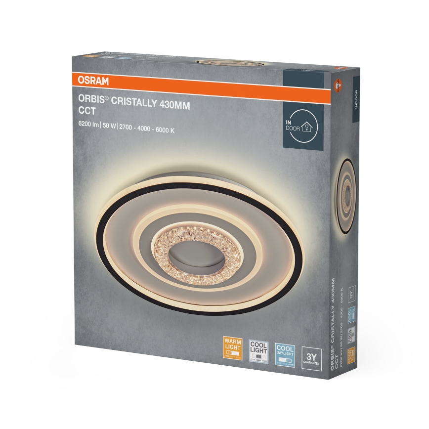 Osram - Candeeiro de tecto LED ORBIS CRISTALLY LED/50W/230V 2700/4000/6000K Ø 43 cm branco/preto