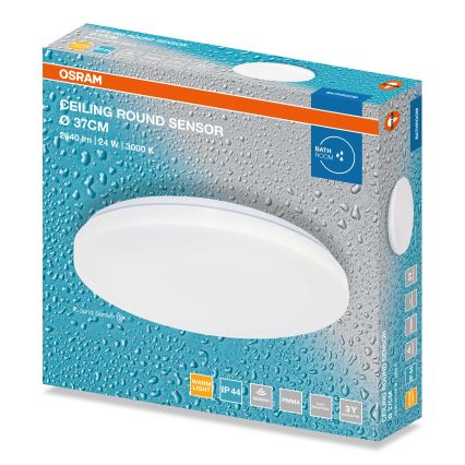 Osram - Luminária LED de tecto para casa de banho com sensor crepuscular CEILING ROUND LED/24W/230V 3000K Ø 37 cm IP44 branco