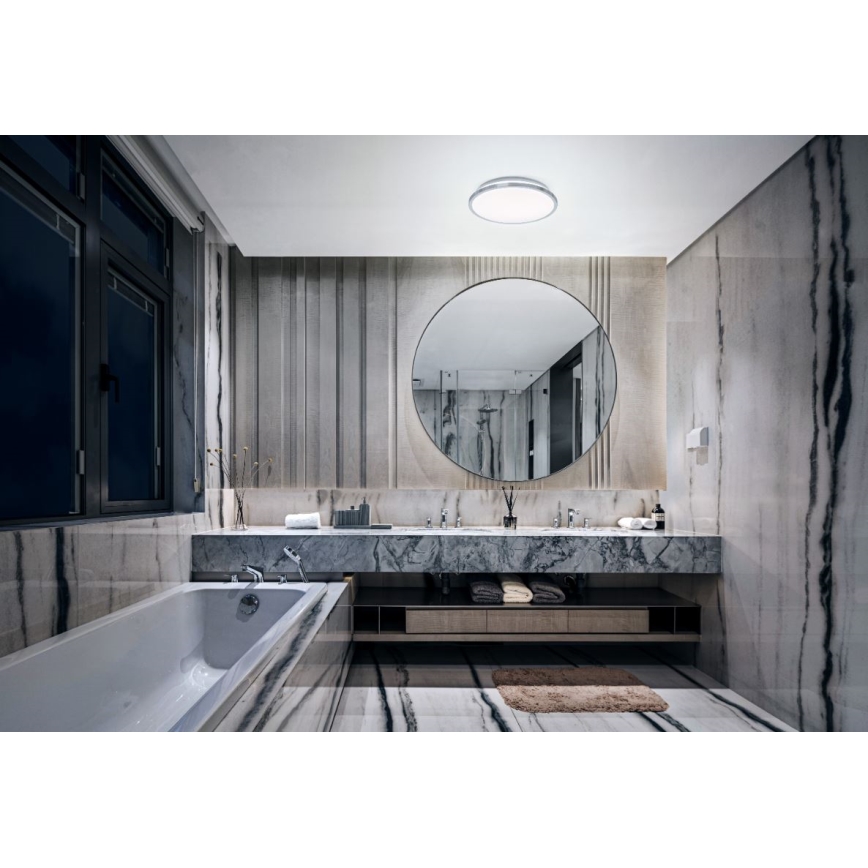 Osram - Luminária de teto LED para casa de banho DISC LED/18W/230V 3000/4000K diâmetro 30 cm IP44 prateada