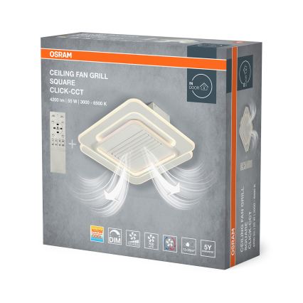 Osram - Candeeiro de tecto LED dimerizável com ventilador LED/55W/230V 3000-6500K branco + comando remoto