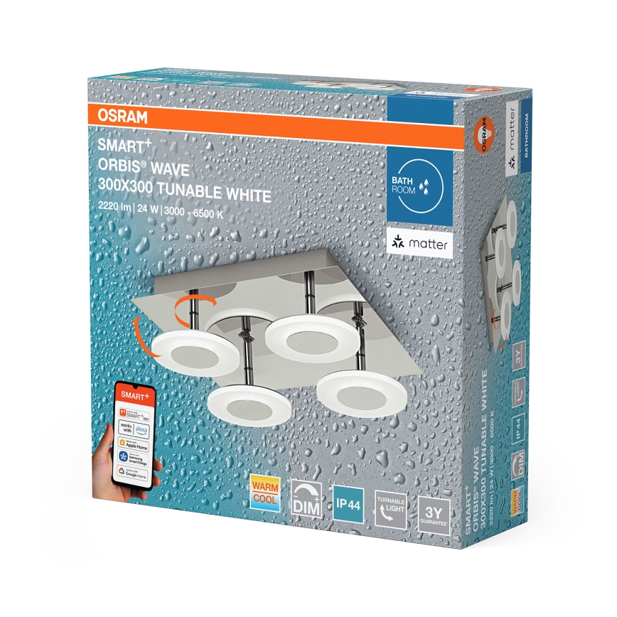 Osram - Candeeiro de tecto LED dimerizável para casa de banho SMART+ WAVE LED/24W/230V 3000-6500K IP44 Wi-Fi