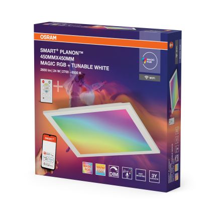 Osram - LED RGBW Luminária de teto dimerizável SMART+ MAGIC LED/24W/230V 2700-6500K 45x45 cm Wi-Fi + comando remoto