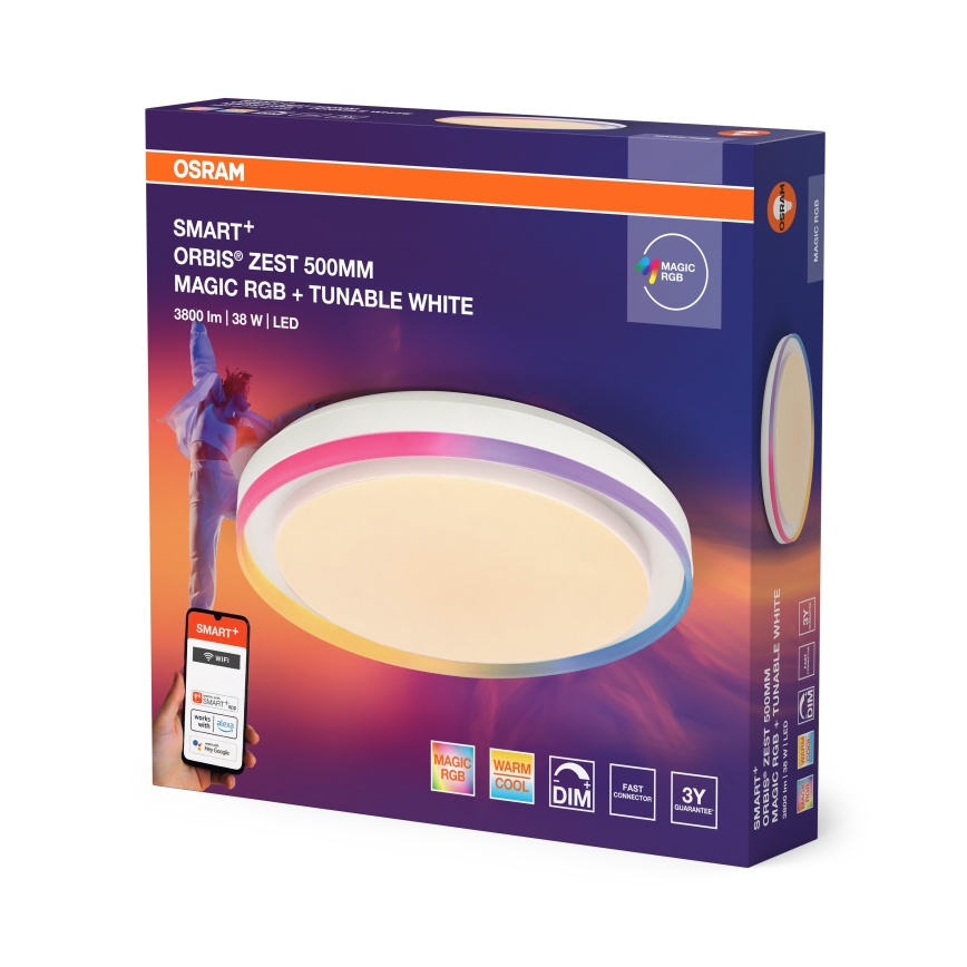 Osram - LED RGBW Candeeiro de tecto regulável SMART+ MAGIC LED/38W/230V diâmetro 49 cm branco 2700-6500K Wi-Fi
