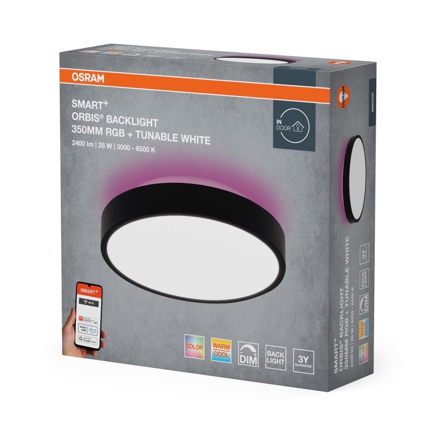 Osram - Candeeiro de tecto dimerizável LED RGBW SMART+ ORBIS LED/28W/230V pr. 35 cm 2700-6500K Wi-Fi