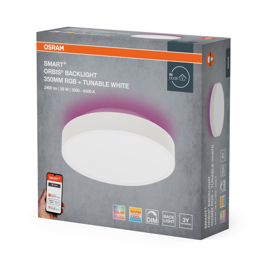 Osram - Luminária de teto LED RGBW dimerizável SMART+ ORBIS LED/28W/230V Ø 35 cm 2700–6500K Wi-Fi
