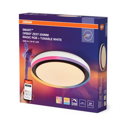 Osram - Candeeiro de tecto dimerizável LED RGBW SMART+ MAGIC LED/38W/230V Ø 49 cm preto 2700-6500K Wi-Fi
