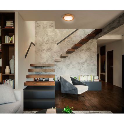 Osram - Luminária de teto ORBIS MADRID 2xE27/10W/230V Ø 29 cm acabamento em madeira