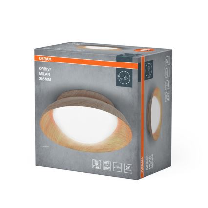 Osram - Luminária de teto ORBIS MILAN 2xE27/10W/230V diâmetro 30,5 cm acabamento em imitação de madeira