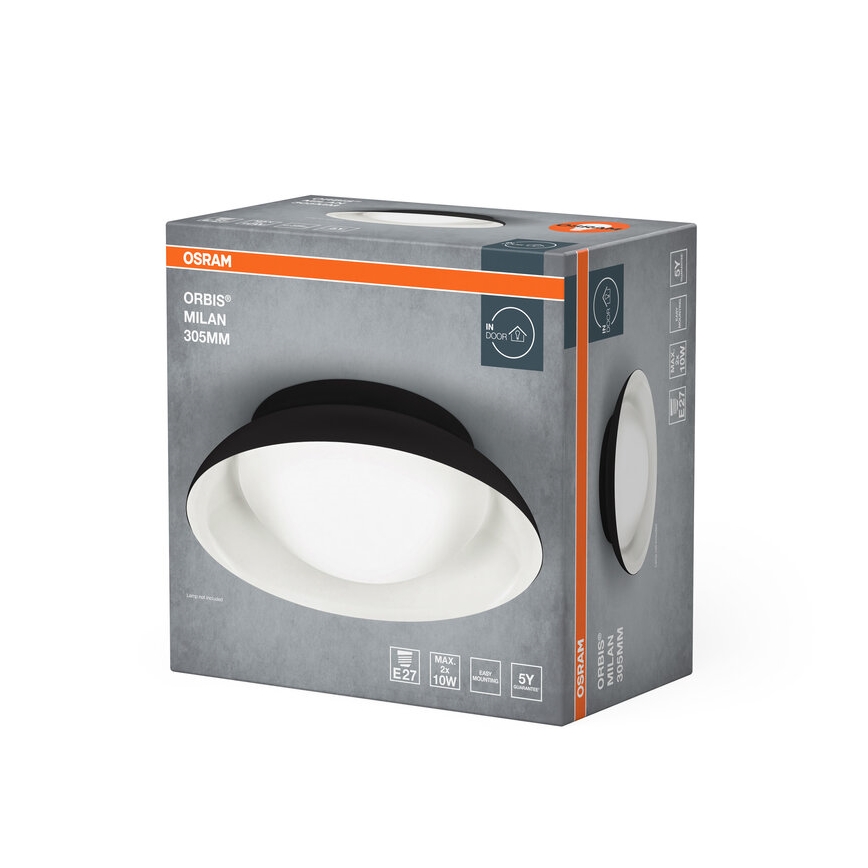 Osram - Luminária de teto ORBIS MILAN 2xE27/10W/230V Ø 30,5 cm preta