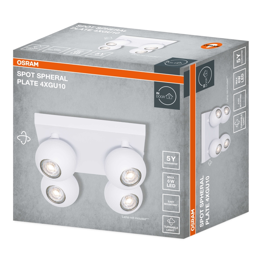 Osram - Luminária de teto SPOT SPHERAL 4xGU10/6W/230V branca