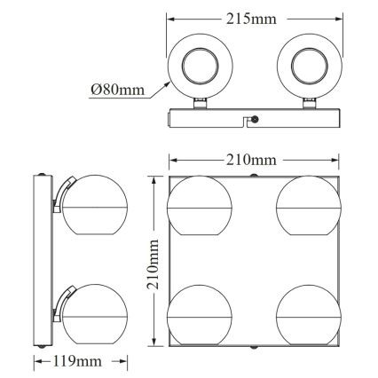 Osram - Luminária de teto SPOT SPHERAL 4xGU10/6W/230V branca