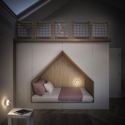 Osram - Luz de presença LED de tomada com USB LUNETTA LED/15W/230V branca