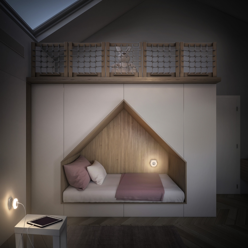 Osram - Luz de presença LED de tomada com USB LUNETTA LED/15W/230V branca