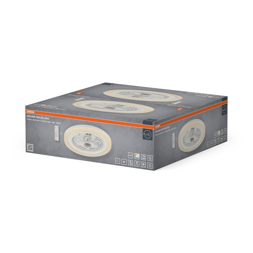 Osram - Luminária de teto LED regulável com ventilador SOLANO LED/26W/230V 3000/4000/6500K + comando remoto