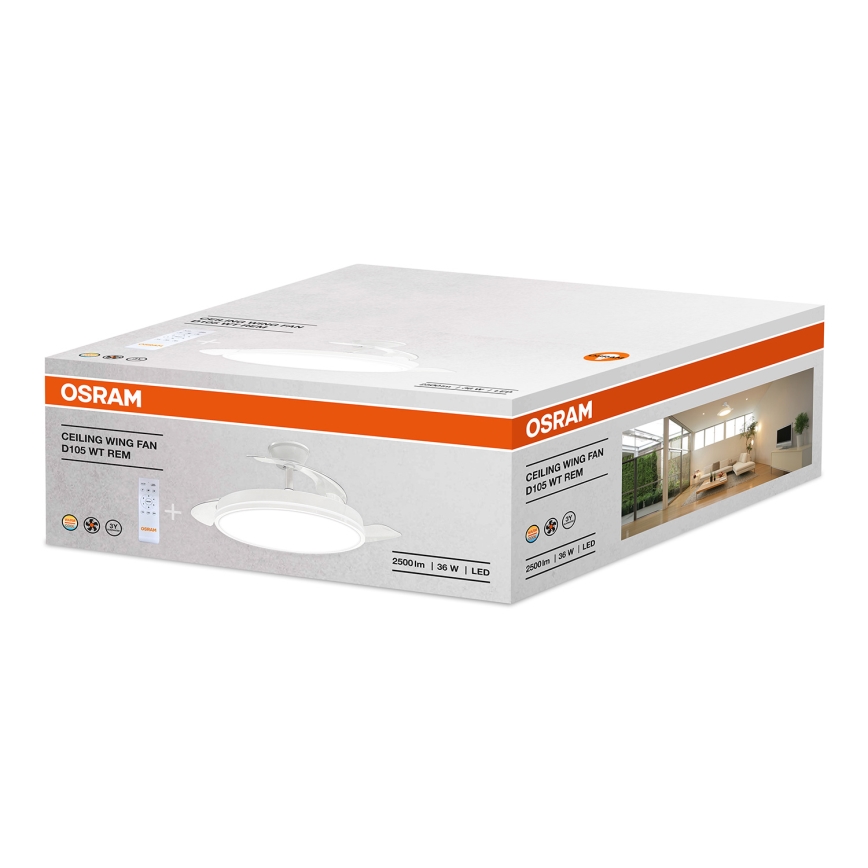 Osram - Luminária LED dimerizável com ventilador WING LED/36W/230V 3000/4000/6000K + controlo remoto