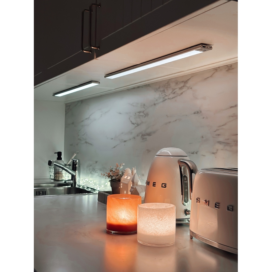 Osram - Luminária LED sob armário com sensor de movimento e sensor crepuscular LINEAR LED/4W/3,7V 1500 mAh 3000/4000/6500K 60 cm cinzenta