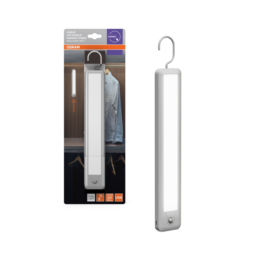 Osram - Luminária LED pendente com sensor de movimento MOBILE LED/2,35W/5V 1000 mAh branca