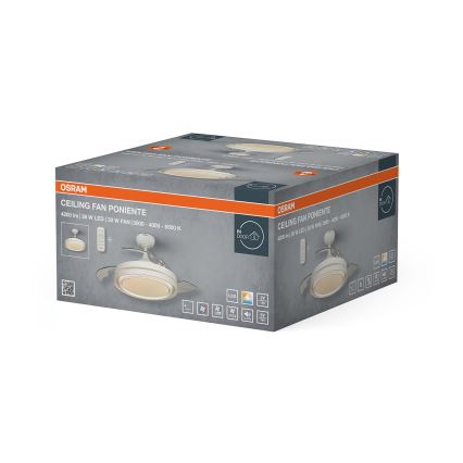 Osram - Candeeiro de teto LED dimerizável com ventilador PONIENTE LED/36W/230V 3000/4000/6500K + comando remoto