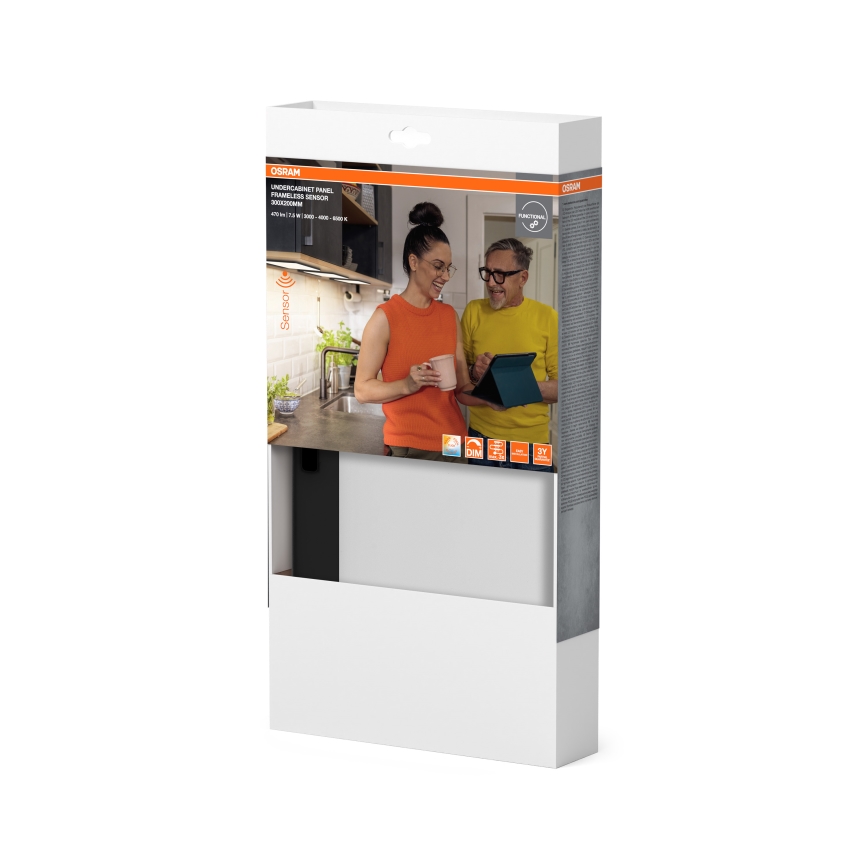 Osram - Luminária LED regulável para instalar sob armários com sensor de movimento UNDERCABINET LED/7,5W/230V 3000/4000/6500K 20x30 cm preta