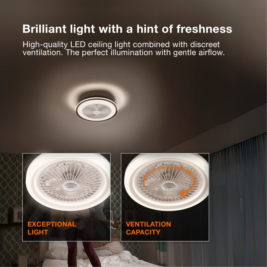 Osram - Candeeiro de teto LED dimerizável com ventilador MURLAN LED/26W/230V 3000-6500K + controlo remoto