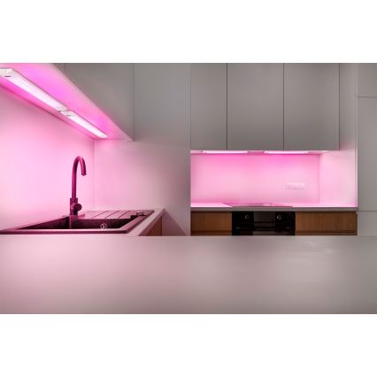 Osram - Luminária LED RGBW dimerizável para montagem sob armários com sensor de movimento LINEAR EDGE LED/8W/230V 50 cm branco + comando à distância
