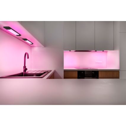 Osram - Luminária LED RGBW dimerizável para instalação sob armário com sensor de movimento LINEAR EDGE LED/4W/230V 30 cm preta + comando remoto