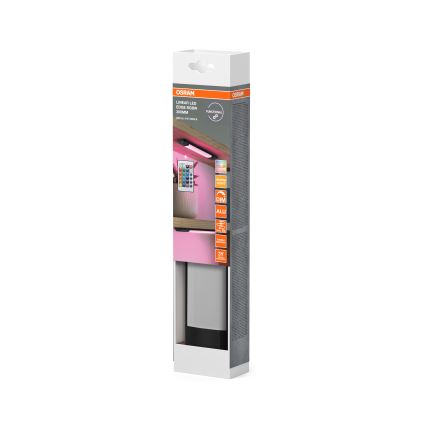 Osram - Luminária LED RGBW dimerizável para instalação sob armário com sensor de movimento LINEAR EDGE LED/4W/230V 30 cm preta + comando remoto