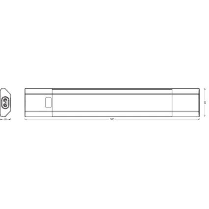 Osram - Luminária LED RGBW dimerizável para instalação sob armário com sensor de movimento LINEAR EDGE LED/4W/230V 30 cm preta + comando remoto