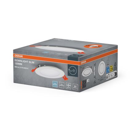 Osram - Luminária LED SLIM embutida, 8W, 230V, 6500K, Ø 12 cm