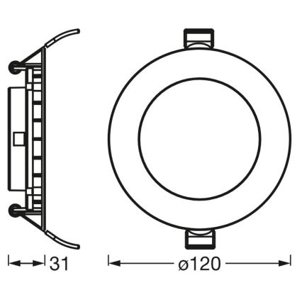 Osram - Luminária LED SLIM embutida, 8W, 230V, 6500K, Ø 12 cm