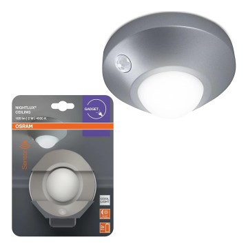 Osram - Luminária noturna LED com sensor NIGHTLUX LED/2W/3xAA prateada