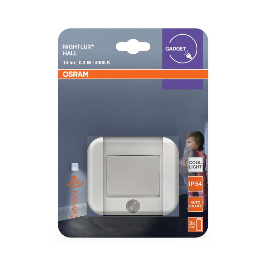 Osram - Luminária orientadora LED com sensor NIGHTLUX LED/0,3W/3xAAA IP54