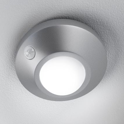 Osram - Luminária noturna LED com sensor NIGHTLUX LED/2W/3xAA prateada