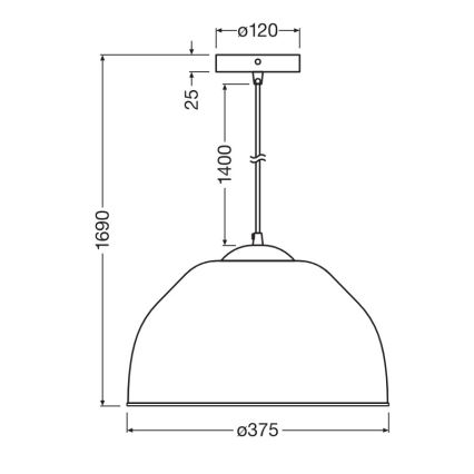 Osram - Luminária pendente com cabo CAMEL BELL 1xE27/9W/230V, diâmetro 37,5 cm