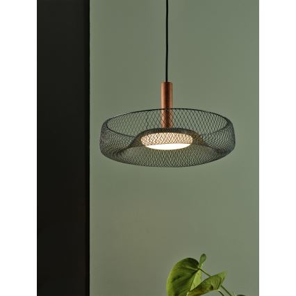 Osram - Lustre LED suspenso por cabo DECOR MESH LED/18,5W/230V Ø 40 cm preto/madeira de seringueira