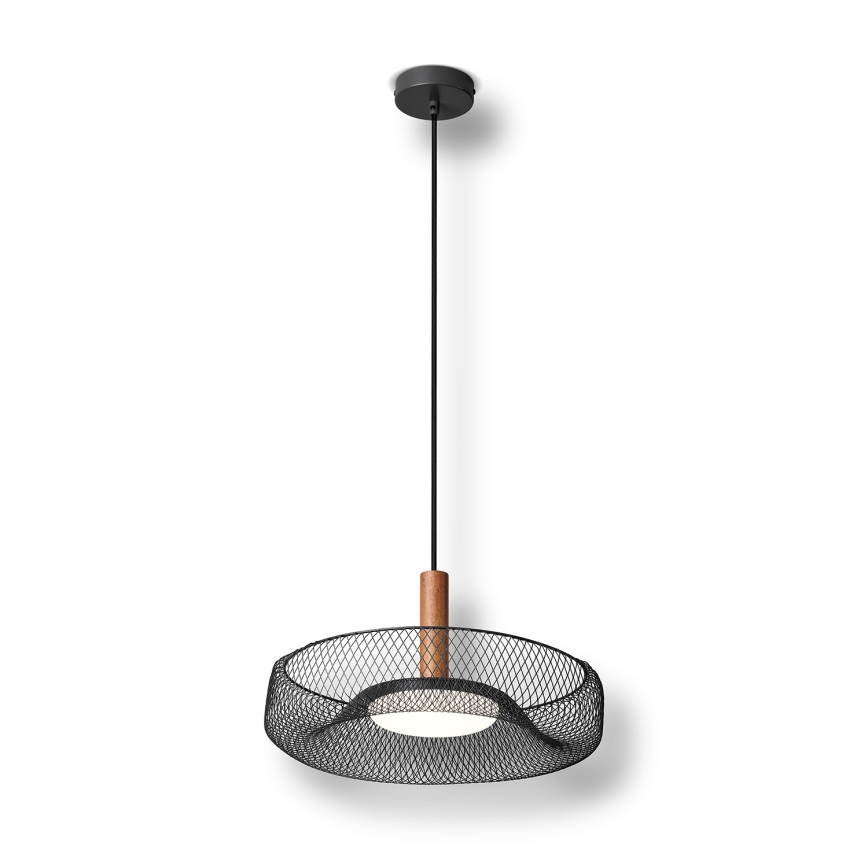 Osram - Lustre LED suspenso por cabo DECOR MESH LED/18,5W/230V Ø 40 cm preto/madeira de seringueira