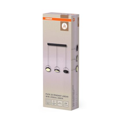 Osram - Lustre LED suspenso por cabo DECOR PUCK 3xLED/12W/230V CRI 90 preto