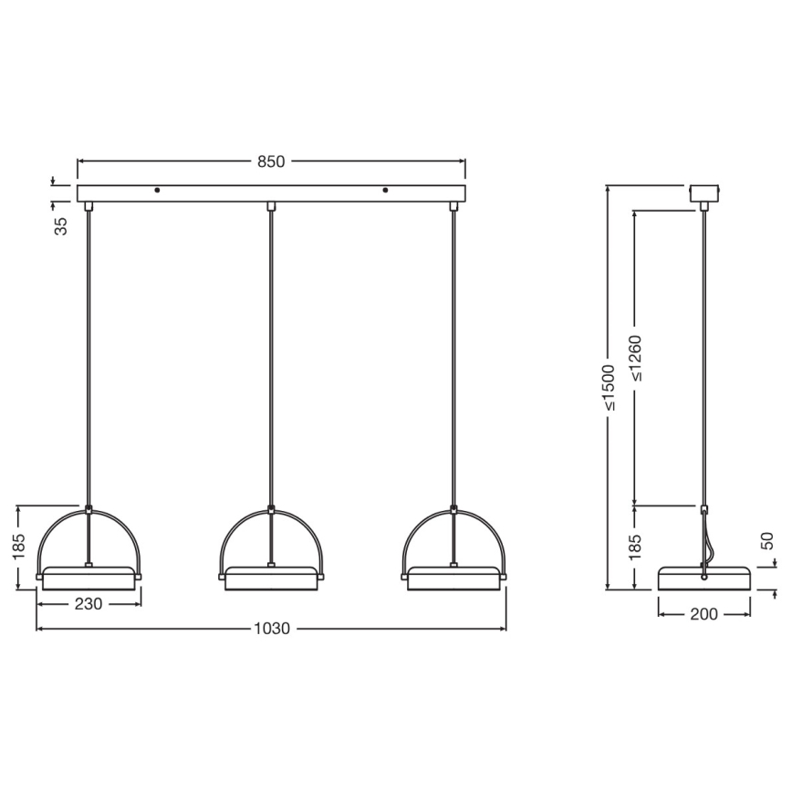 Osram - Lustre LED suspenso por cabo DECOR PUCK 3xLED/12W/230V CRI 90 preto