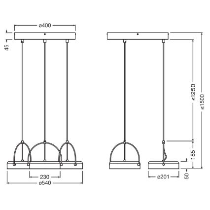 Osram - Lustre LED suspenso por cabo DECOR PUCK 3xLED/12W/230V preto
