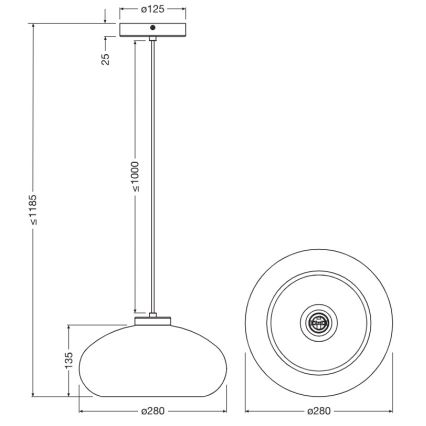 Osram - Lustre pendente com cabo DECOR SMOKE 1xE27/12W/230V Ø 28 cm preto/cinzento fumê