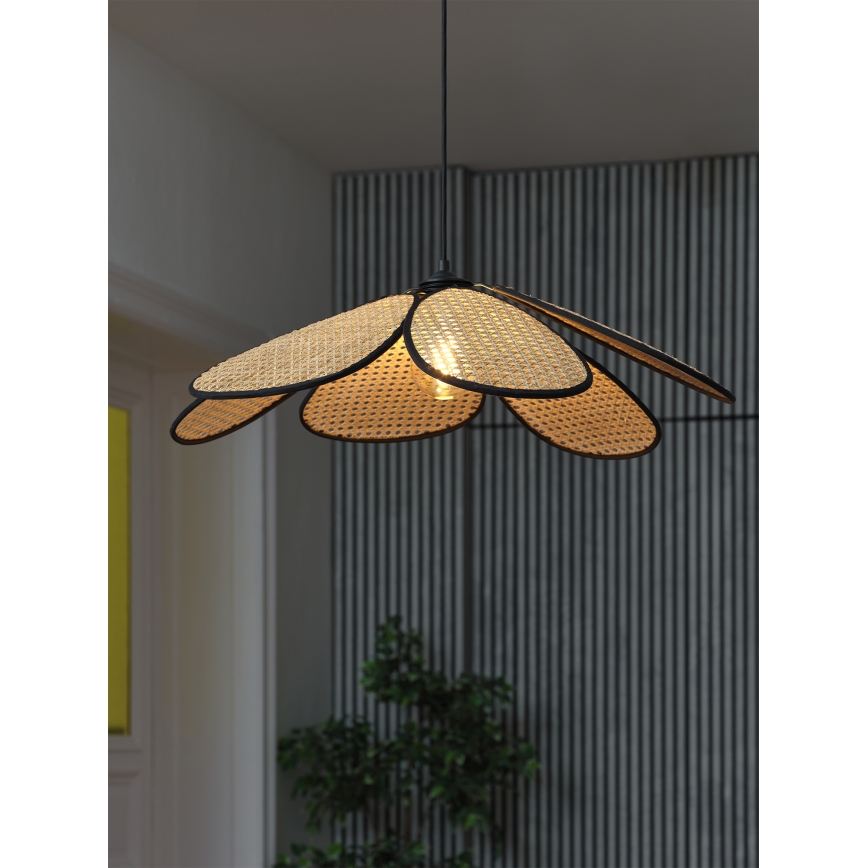 Osram - Lustre pendente DECOR RATTAN 1xE27/15W/230V Ø 69 cm bege/preto