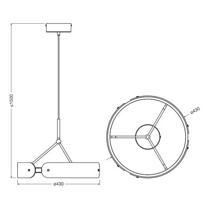 Osram - Lustre suspenso em cabo DECOR CURVE LED/33W/230V cinzento
