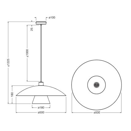Osram - Lustre suspenso por cabo DECOR FLYING MUSHROOM 1xE27/25W/230V diâmetro 50 cm preto