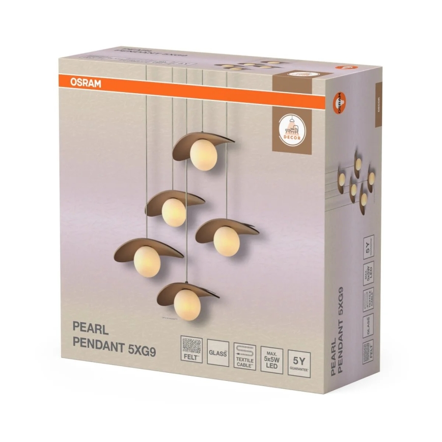 Osram - Lustre suspenso por cabo DECOR PEARL 5xG9/5W/230V bege