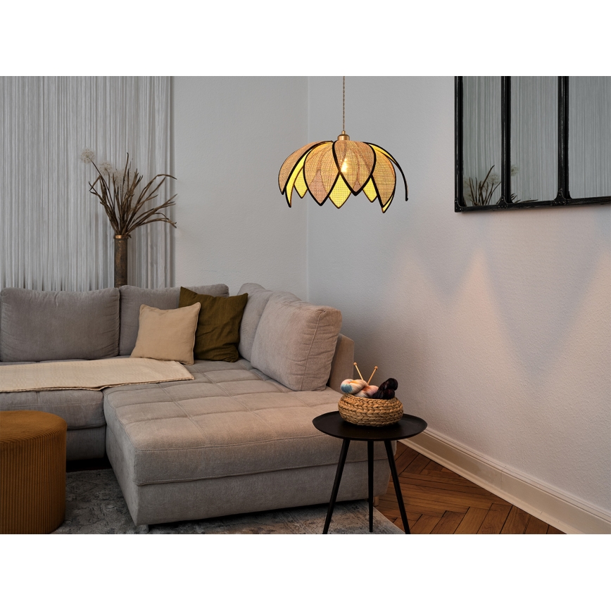 Osram - Lustre suspenso por cabo DECOR RATTAN 1xE27/15W/230V, diâmetro 48 cm, bege/preto