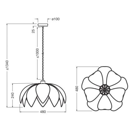 Osram - Lustre suspenso por cabo DECOR RATTAN 1xE27/15W/230V, diâmetro 48 cm, bege/preto