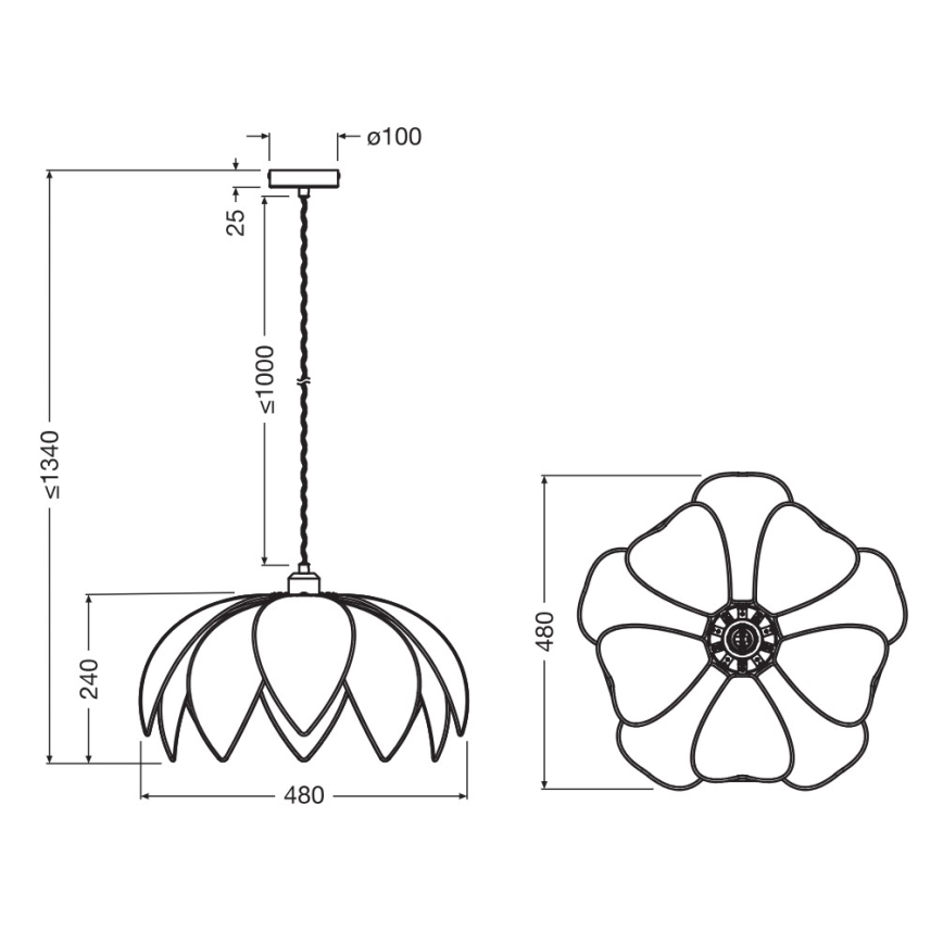 Osram - Lustre suspenso por cabo DECOR RATTAN 1xE27/15W/230V, diâmetro 48 cm, bege/preto